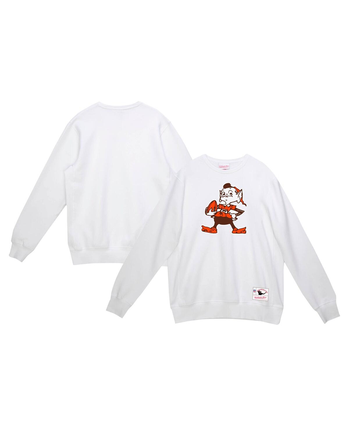 Mitchell & Ness Men's White Cleveland Browns Basic Fleece Pullover Sweatshirt In White