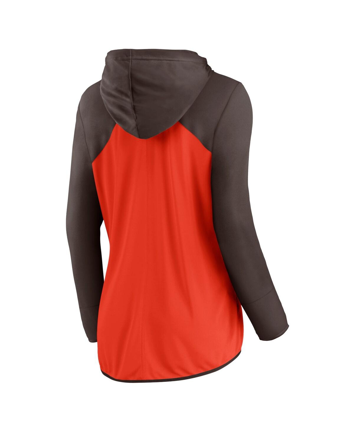 Fanatics Women's Orange/Brown Cleveland Browns Script Full-Zip Hoodie