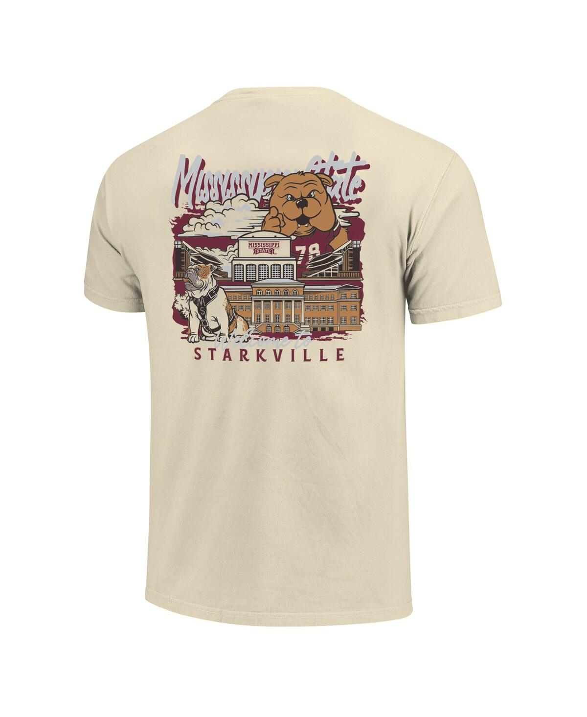 Image One Men's Natural Mississippi State Bulldogs Comfort Colors Hand-drawn Campus Stack T-shirt In Neutral