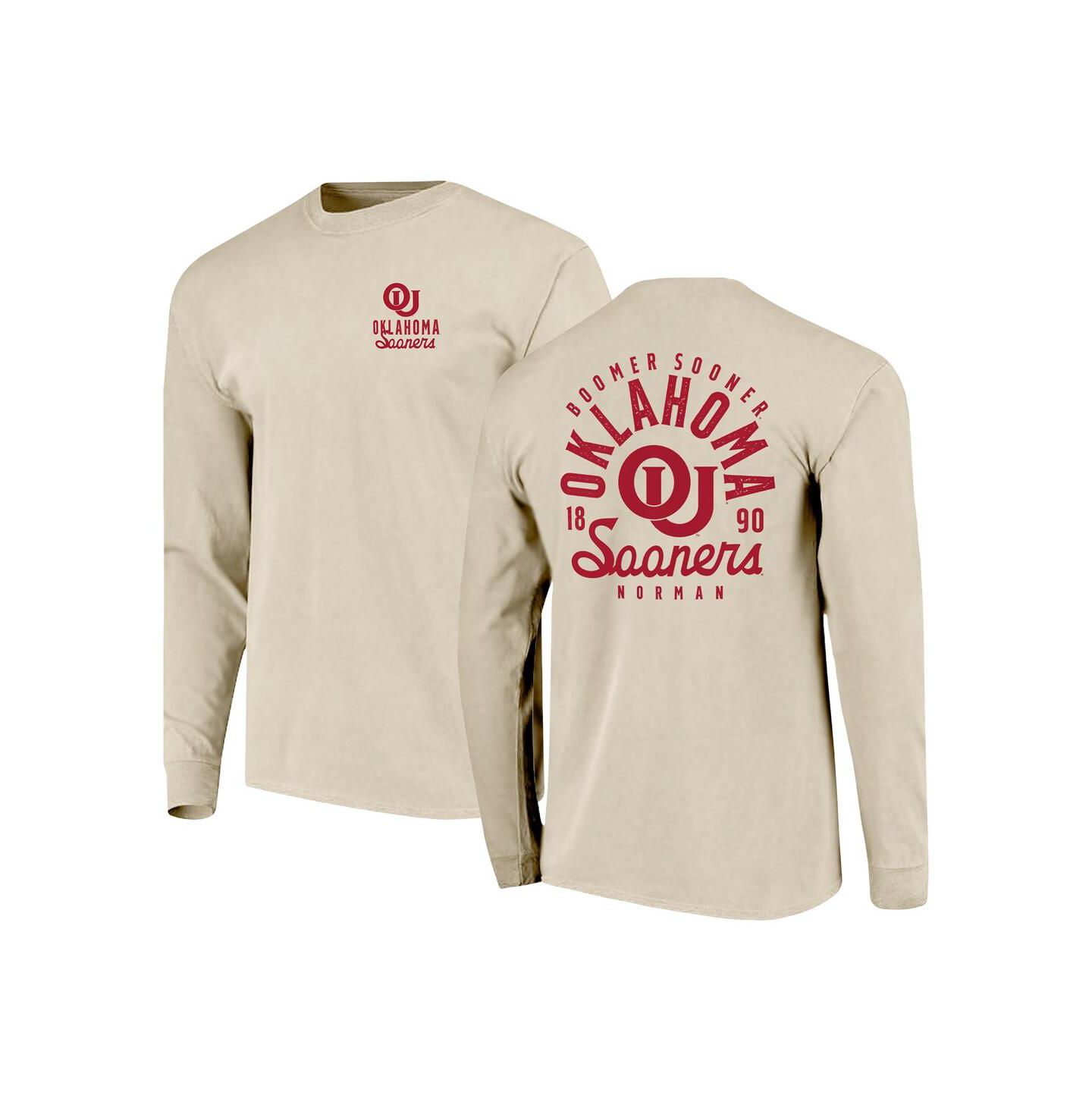 Мужская футболка Image One Natural Oklahoma Sooners Comfort Colors Mascot Overlay Long Sleeve — фото 1