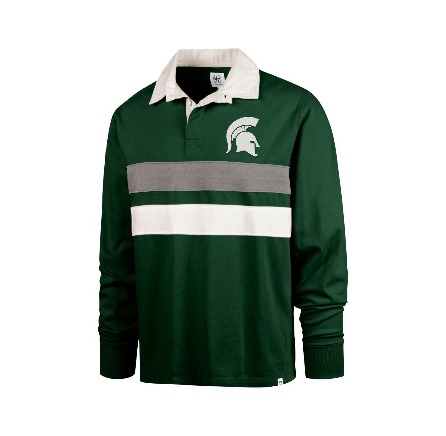 Men's Green Michigan State Spartans Clubhouse Knox Thames Long Sleeve Rugby Polo Shirt