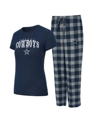 Concepts Sport - Women's 2-Piece Navy/Gray Dallas Cowboys Avondale T-Shirt and Pants Flannel PJ Set