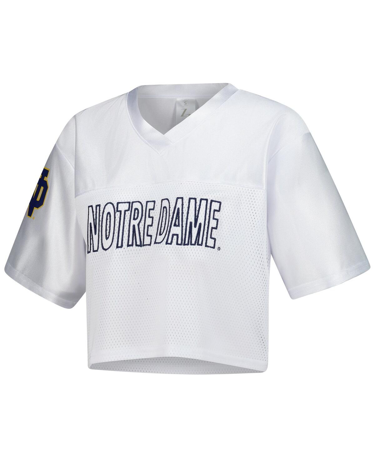 Zoozatz Women's White Notre Dame Fighting Irish Mesh Cropped V-neck T-shirt In White