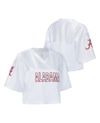 ZooZatz - Women's White Alabama Crimson Tide Mesh Cropped V-Neck T-Shirt