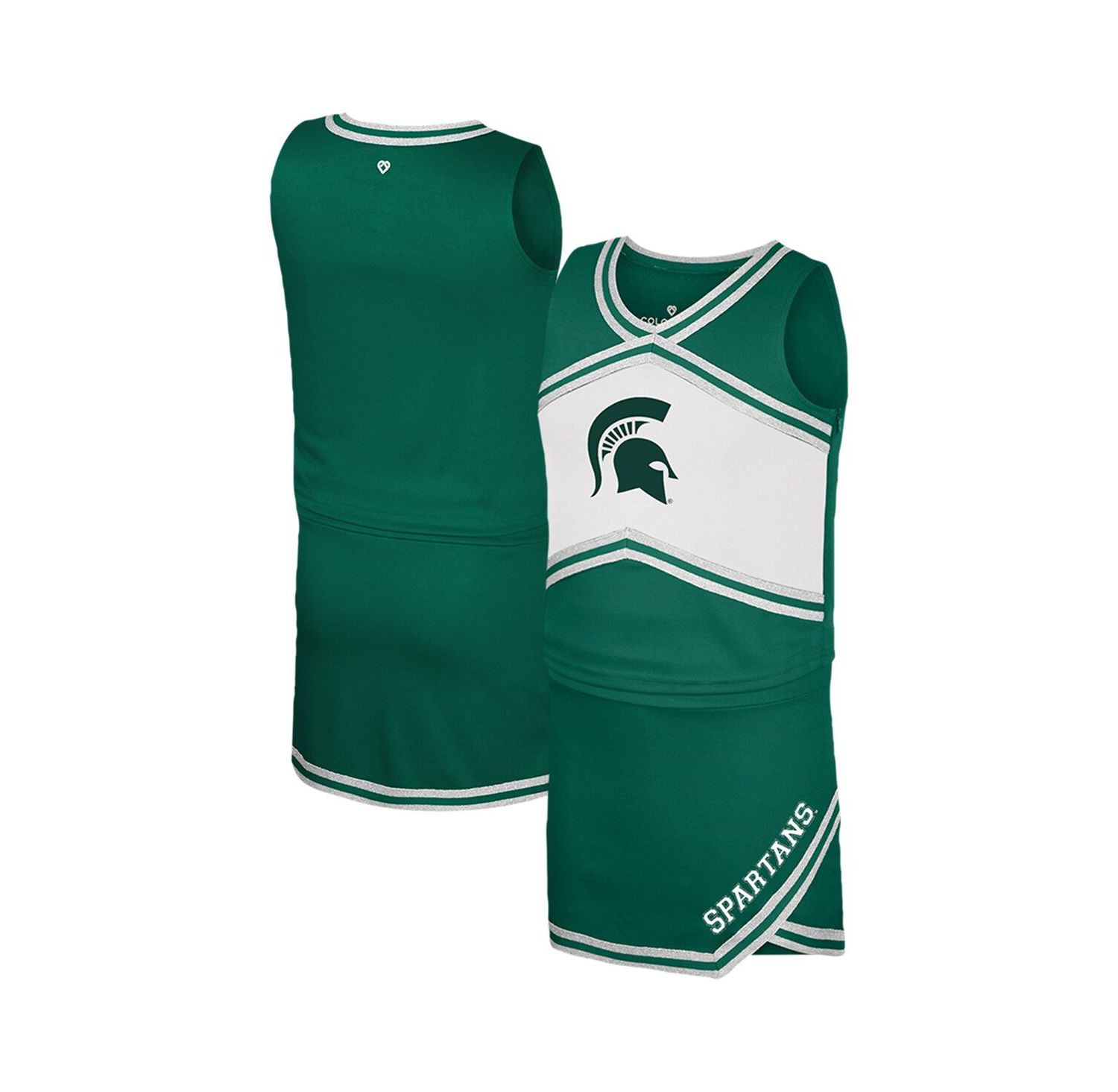 Big Girls 2-Piece Green Michigan State Spartans Cheerleader Top and Skirt Set