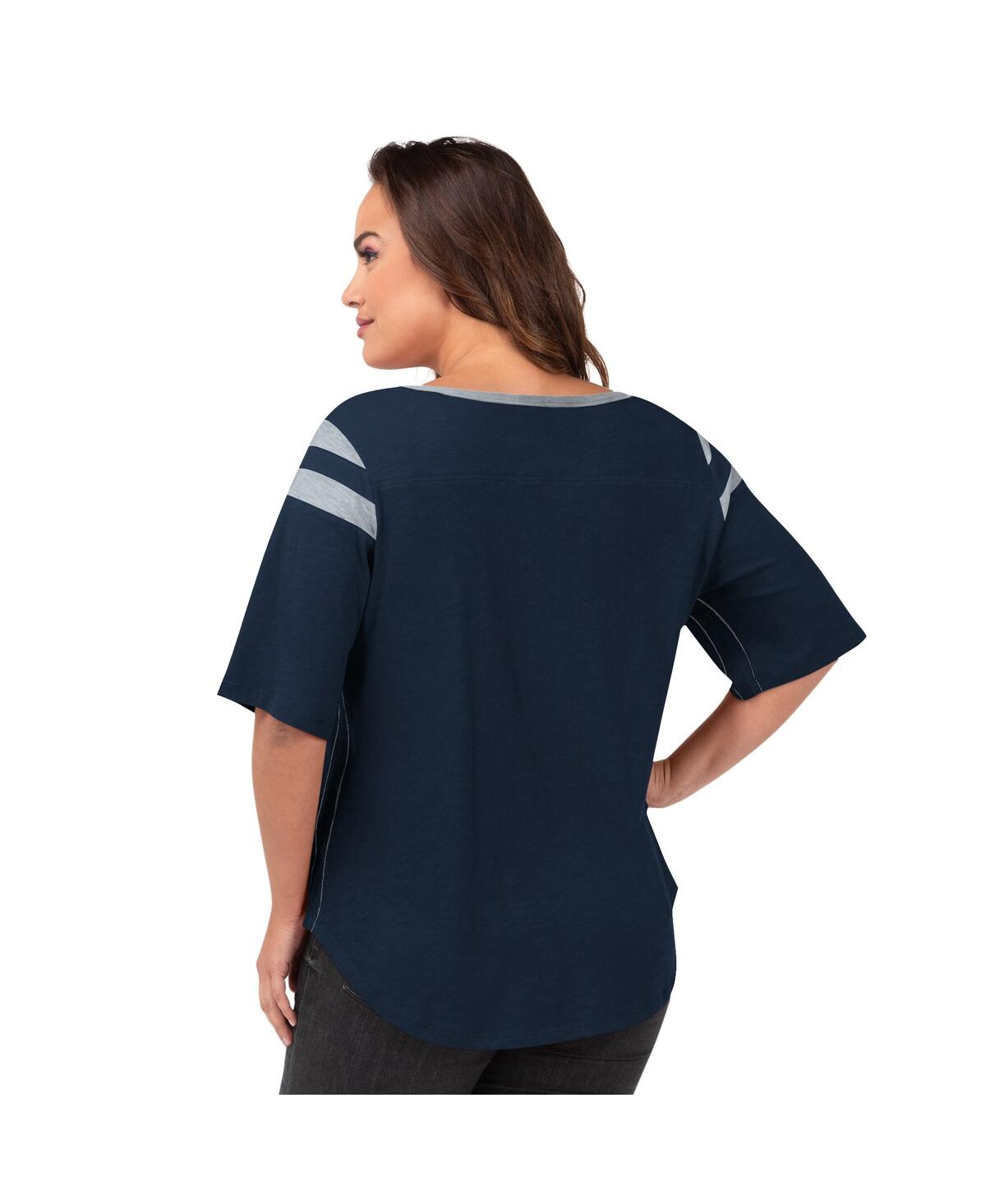 G-iii 4her By Carl Banks Navy Dallas Cowboys Plus Size Linebacker Three-quarter Sleeve T-shirt In Blue