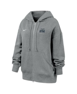 Women's Heather Gray Team USA Phoenix Fleece Full-Zip Hoodie