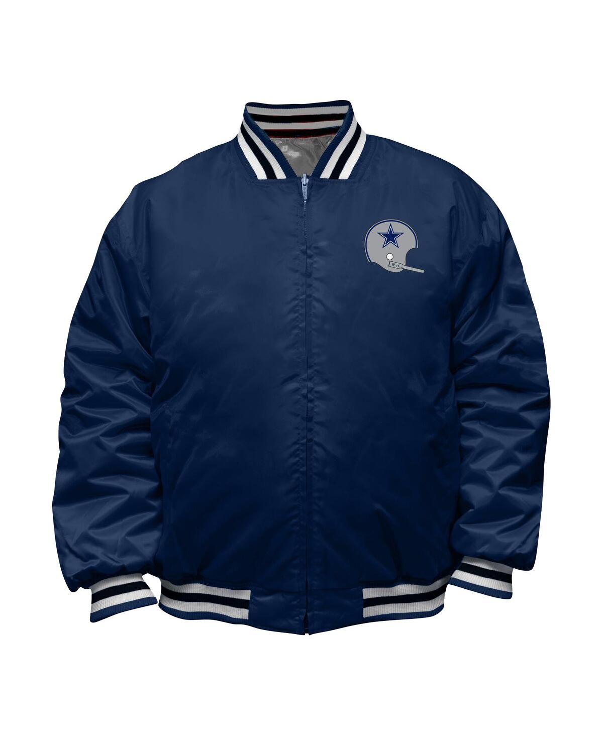 Mitchell & Ness Men's Navy/silver Dallas Cowboys Big Tall Throwback Reversible Full-zip Jacket In Blue