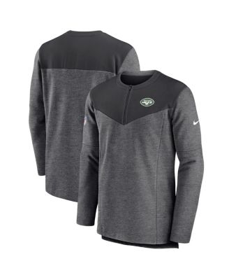 Nike - Men's Charcoal New York Jets Sideline Lockup Performance Quarter-Zip Top