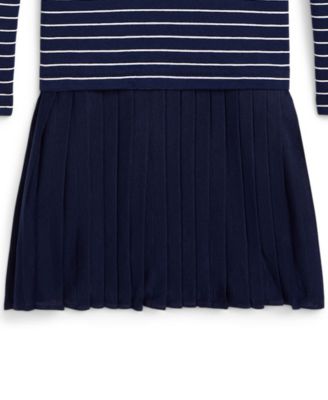 Girls' 2T-6X Striped Stretch Turtleneck Dress