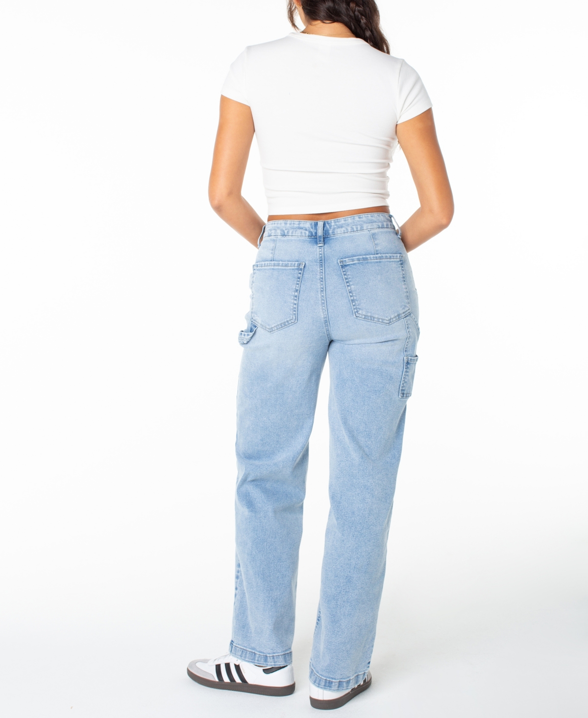 Celebrity Pink Juniors' Curvy Wide-leg Carpenter Jeans In Blue