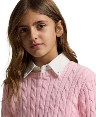 Girls' 2T-6x Long-Sleeve Cable-Knit Cotton Sweater