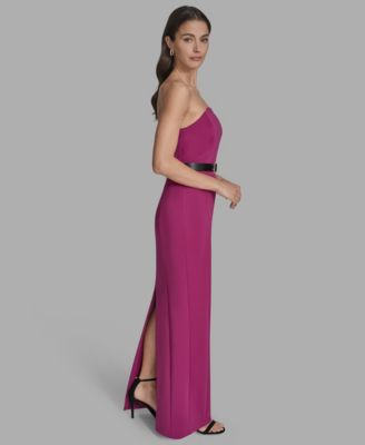 Scuba Women's Strapless Belted Maxi Dress