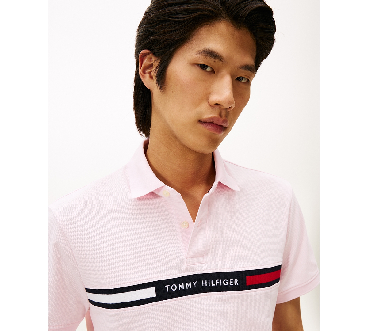 Tommy Hilfiger Men's Short Sleeve Embroidered Chest Stripe Polo Shirt