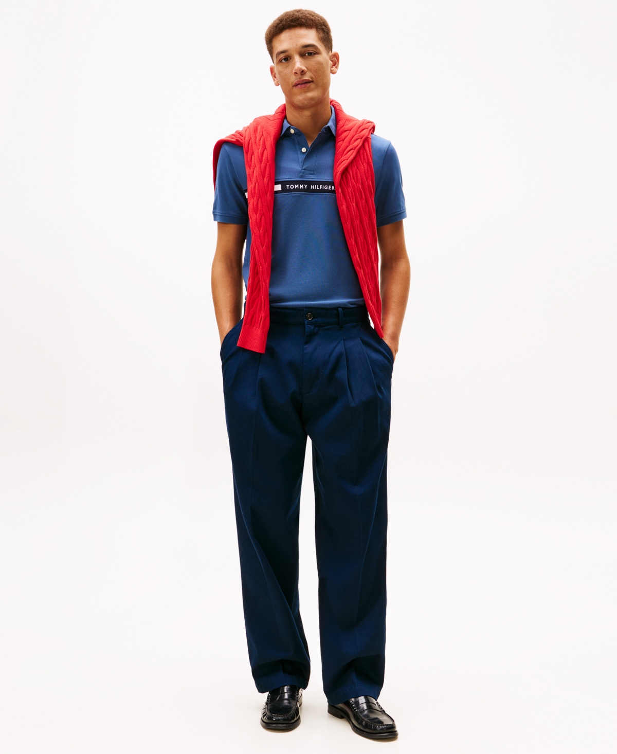 Tommy Hilfiger Men's Short Sleeve Embroidered Chest Stripe Polo Shirt In Blue