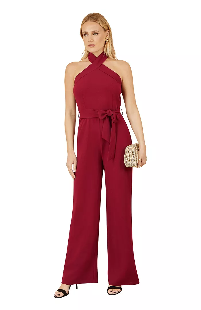 Women's Cross Over Halter Neck Jumpsuit - thumbnail 2