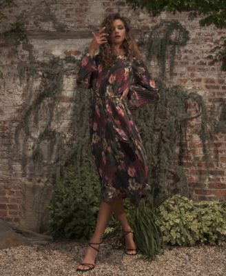 Women's Floral-Print Pleated Midi Dress