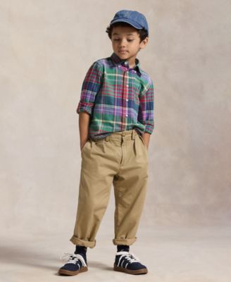Toddler and Little Boys 2-7 Plaid Brushed Cotton Oxford Shirt