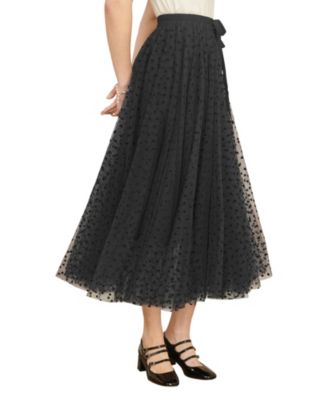 Women's Mesh Heart Print Tulle Skirt
