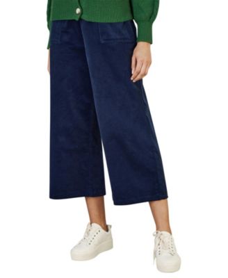 Women's Cord Cropped Wide Leg Pants