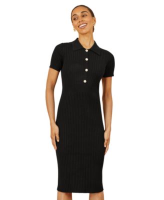 Women's Fitted Rib Knitted Midi Dress