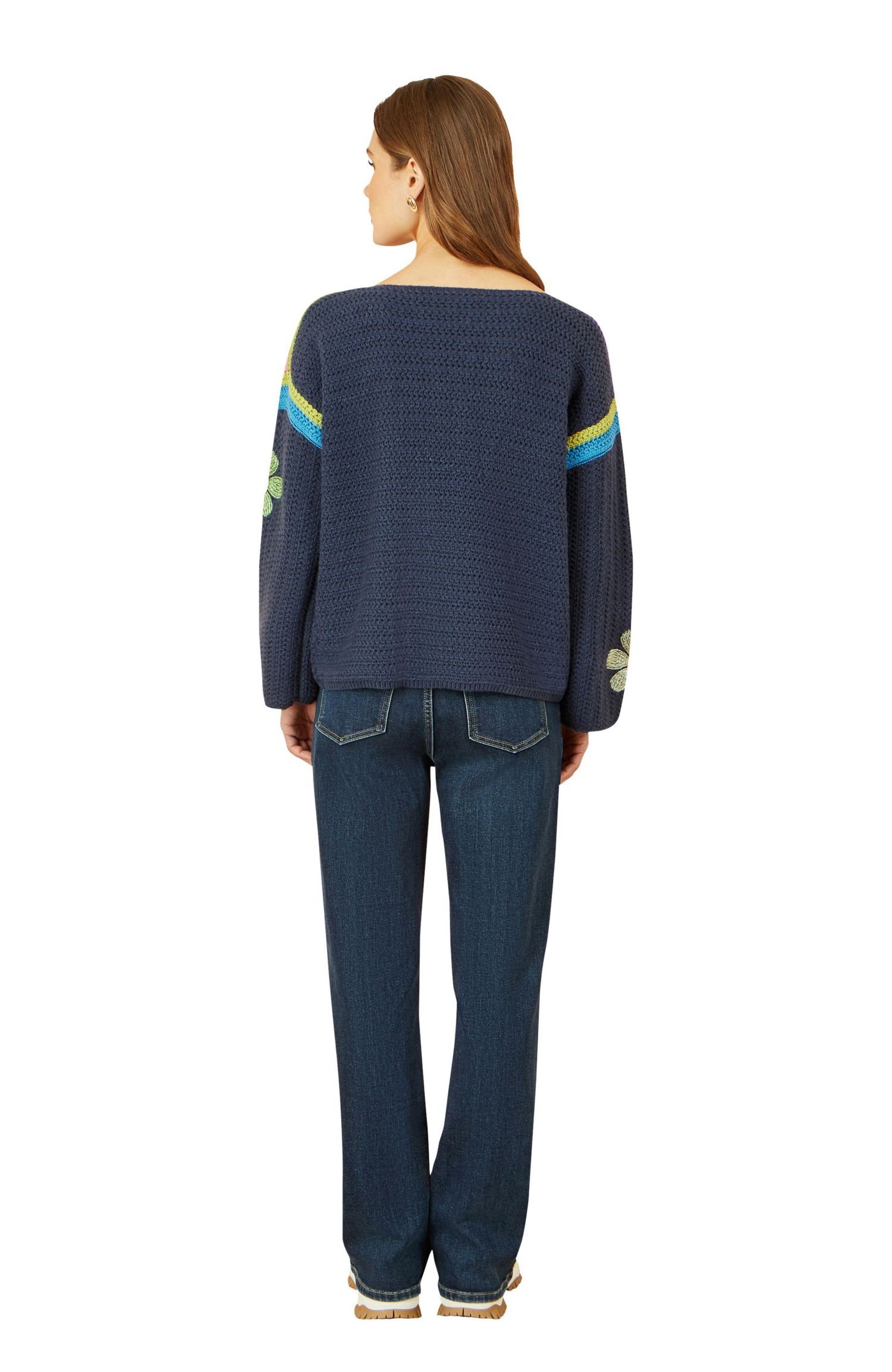 Women's Crochet Flower Long Sleeve Jumper