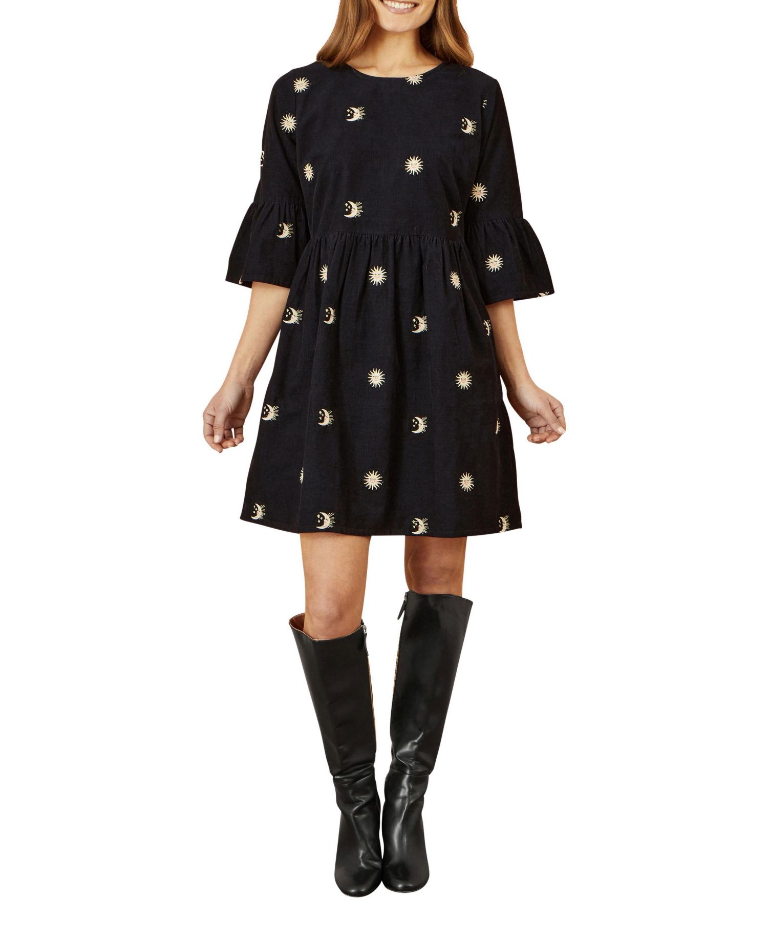 Women's Cosmic Embroidered Cord Mini Dress
