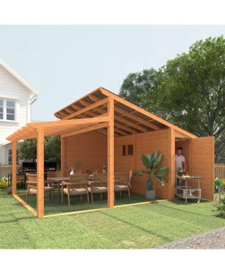 20' x 12.5' Outdoor Wooden Gazebo with Storage Room