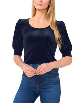 Women's Crew Neck Short Sleeve Velvet Top