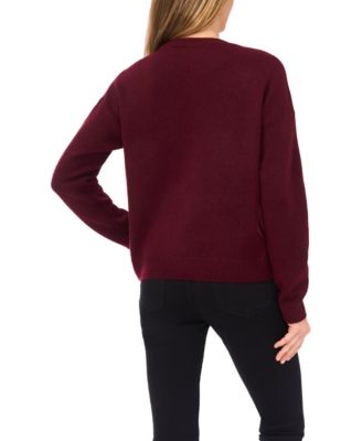 Women's Flower Applique Long Sleeves Sweater