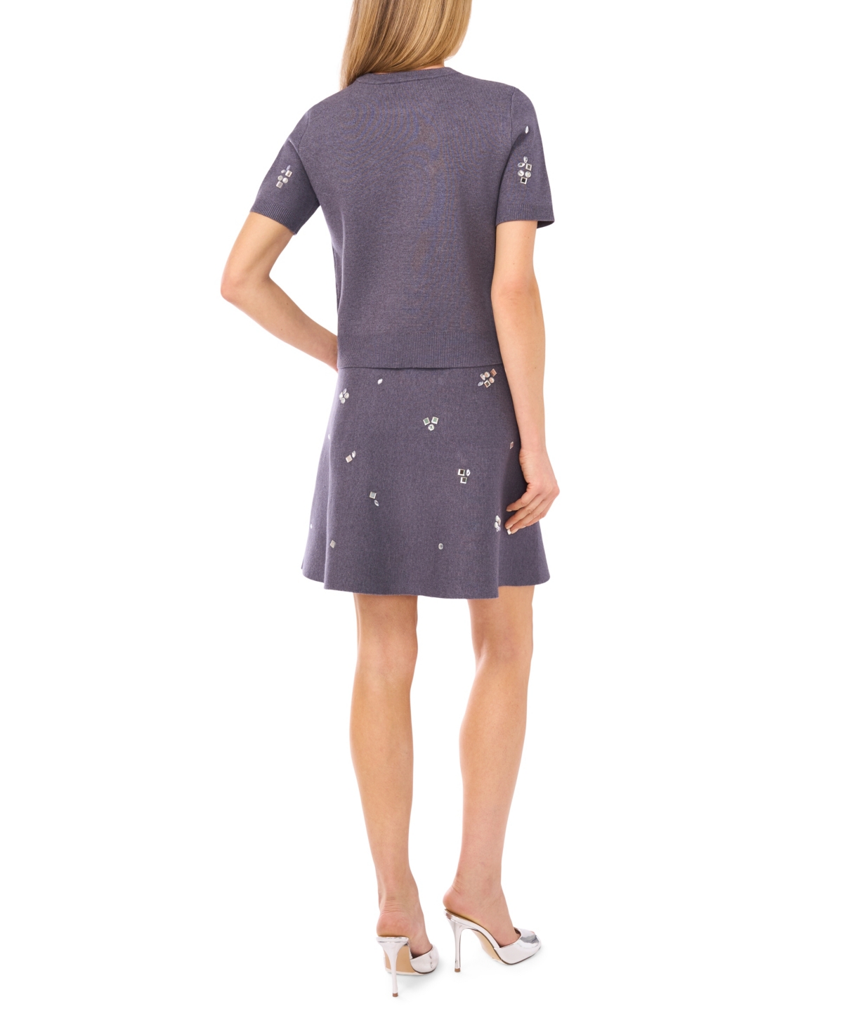 Cece Women's Embellished Short Sleeves Sweater In Pink