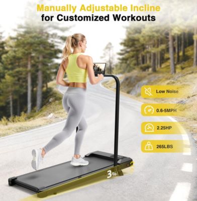 2 in 1 Walking Pad Treadmill with Incline, Under Desk Treadmill with LED Display & APP for Home Office