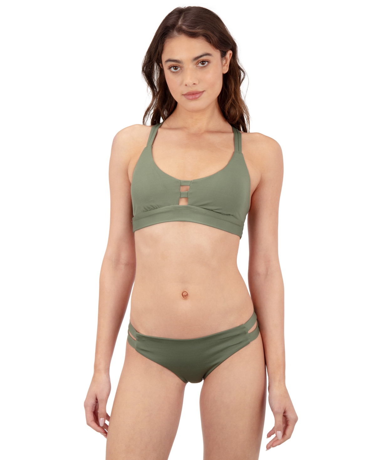 Hurley Women's Max Solid Swim Moderate Bottoms In Green