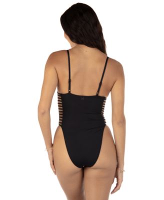 Women's Solid Cutout One-Piece Swimsuit