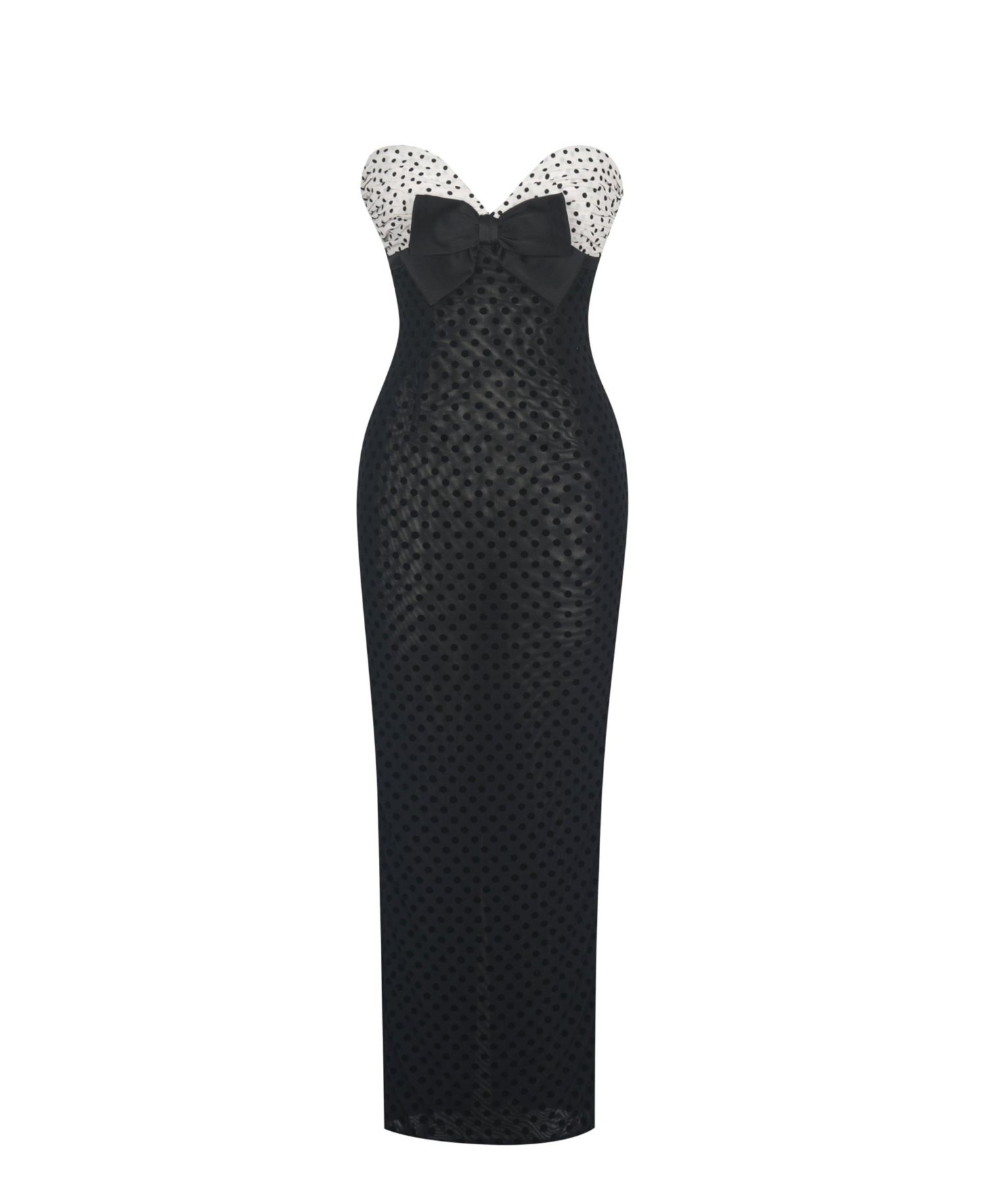 Women's Faith Black and White Polka Dot Sweetheart Maxi Dress