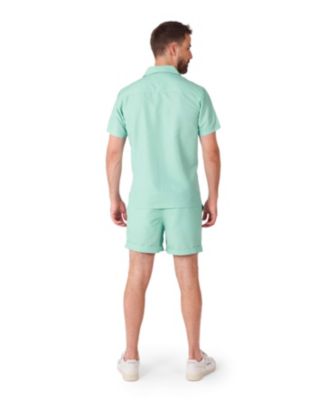 Men's Summer Set - 2 Piece Beach Wear set - Mint Green Blue - Matching Shirt and Shorts