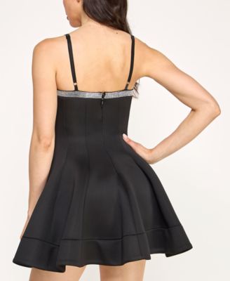 Junior's Embellished Square Neck Sleeveless Dress