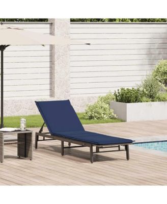 Sun Lounger Grey, Navy Blue PE rattan, Powder-coated steel Standard