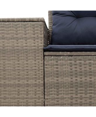 Patio Sofa with Cushions 2-Seater Gray Poly Rattan