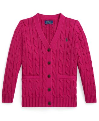 Girls' 2T-6X Cable V-Neck Cardigan