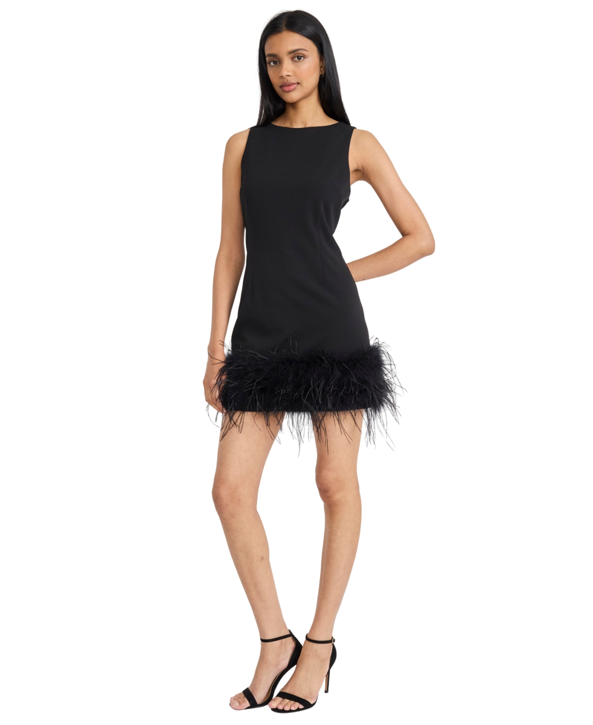 Donna Morgan Women's Feather Bottom Mini Dress In Black