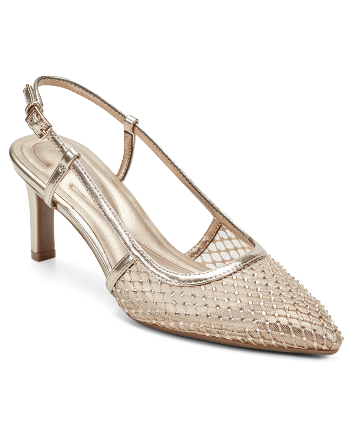 Easy Spirit Women's Ravin Eflex Embellished Mesh Slingback Pumps In Gold