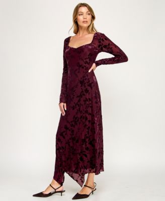 Women's Burnout Long Sleeve Maxi Dress