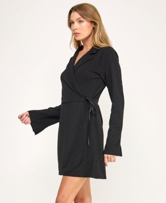 Women's Embellished Collared Wrap Dress