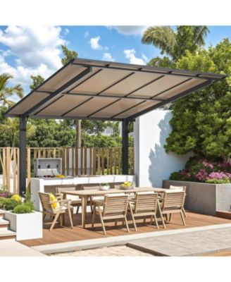 10' x 10' Outdoor Gazebo Pergola Carport for Patio, Freestanding Lean to Hard Top Pergolas and Gazebos Clearance with Roof
