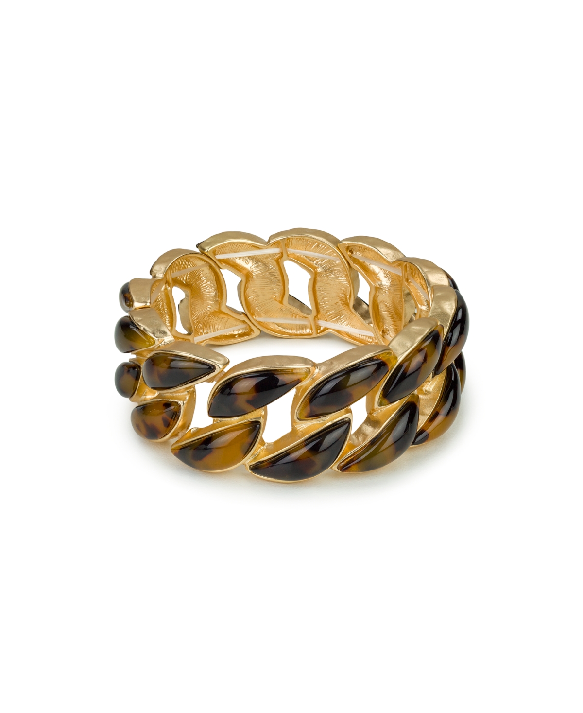 Patricia Nash Resin Tortoise Matte Gold-tone Stretch Link Bracelet In Gold