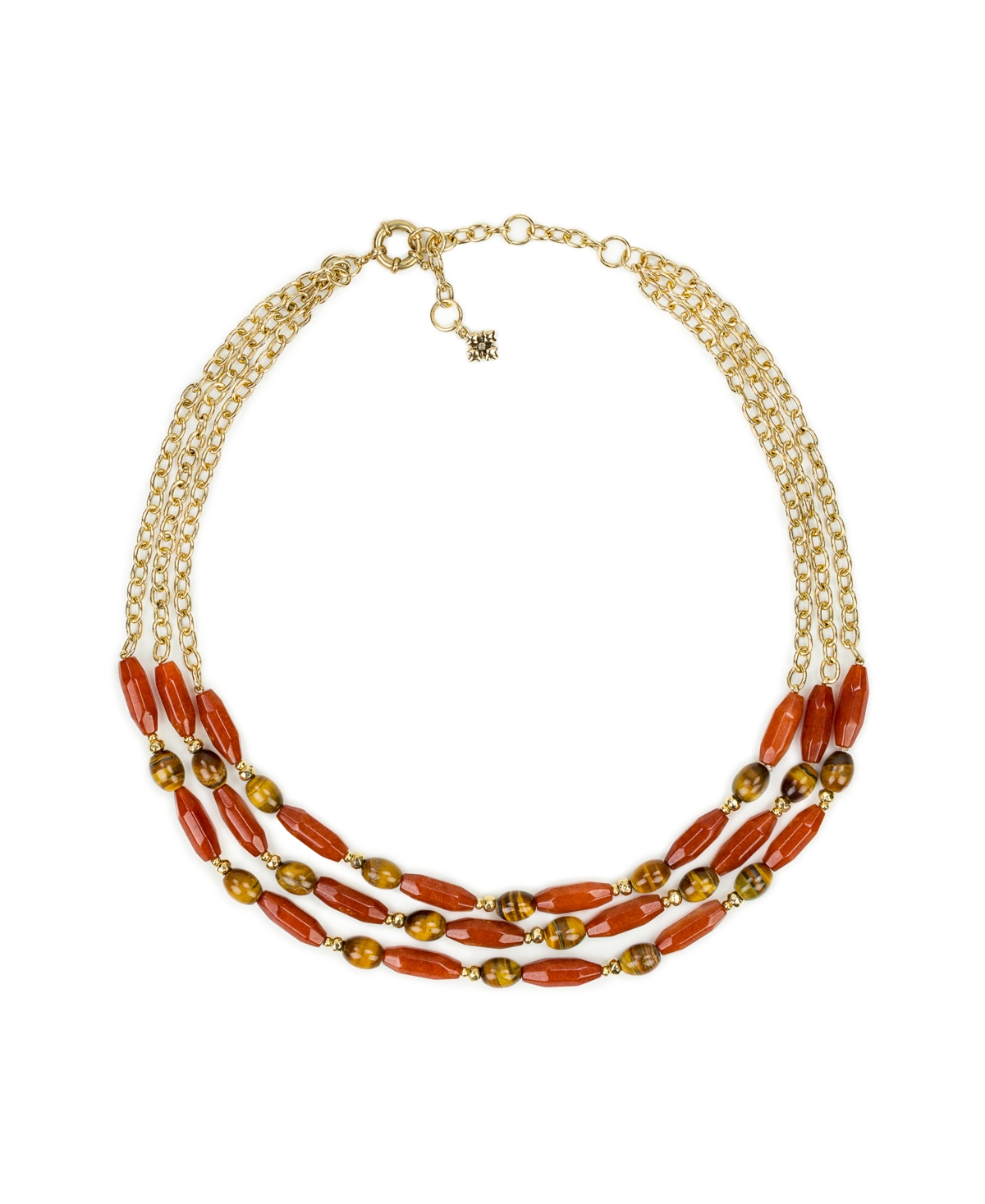 Patricia Nash Eclectic Beads Gold-tone Triple Strand Necklace In Gold