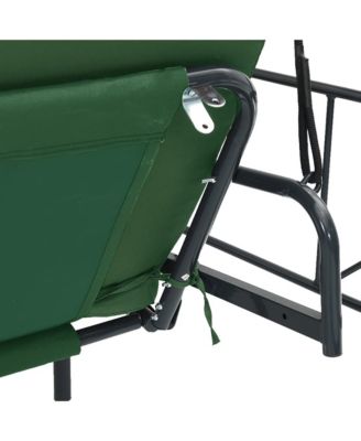Garden Swing Bench Green Powder-Coated Steel Large