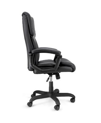 High Back Adjustable Faux Leather Office Chair in Black and Black Base