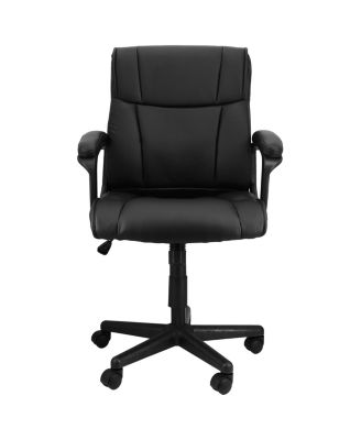 Mid Back Adjustable Faux Leather Office Chair in Black